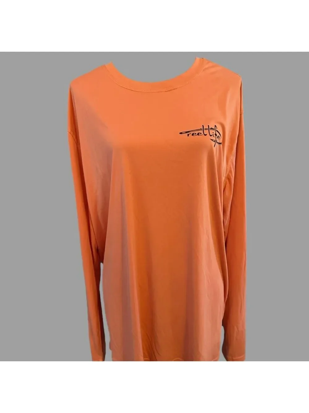 Reel Life XXL Orange Long Sleeve Shirt with a caught fish on back